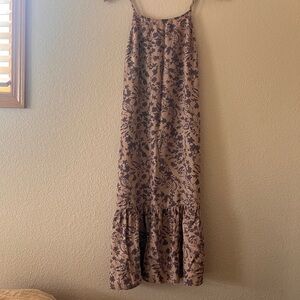 a new day light pink&purple floral midi dress